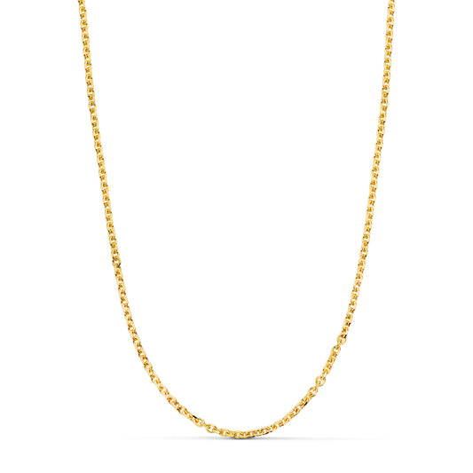Cadena Maciza Forzada Eslabon Tallado. Ancho: 2,3 mm Largo: 60 cm de oro amarillo 18K