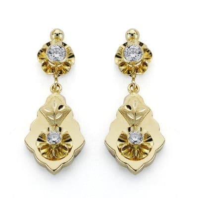 18K PENDIENTES ORO AMARILLO CUBANAS CIRCONITA 31X12 MM CIERRE CATALAN