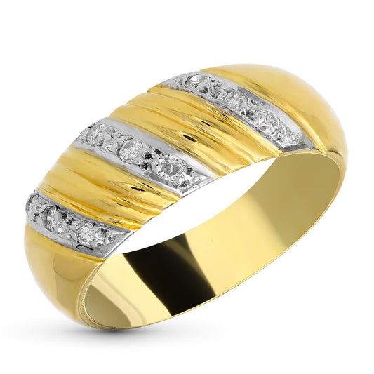 18K SORTIJA ORO AMARILLO 9 DIAMANTES NATURALES TALLA BRILLANTE 0.090 QTS.