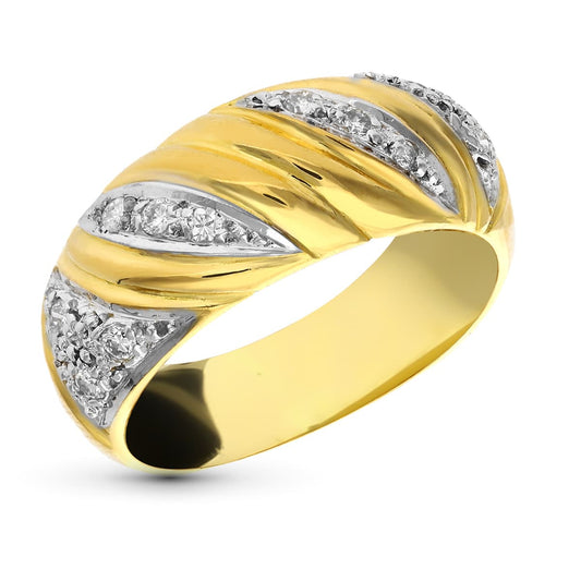 18K SORTIJA ORO AMARILLO DIAMANTES NATURALES TALLA BRILLANTE 0.24 QTS. ANCHO: 8 MM