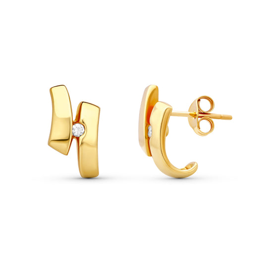 18K PENDIENTES ORO AMARILLO CIRCONITA 15X13 MM