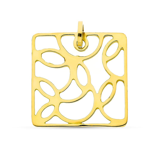 18K COLGANTE ORO AMARILLO CUADRADO CALADO