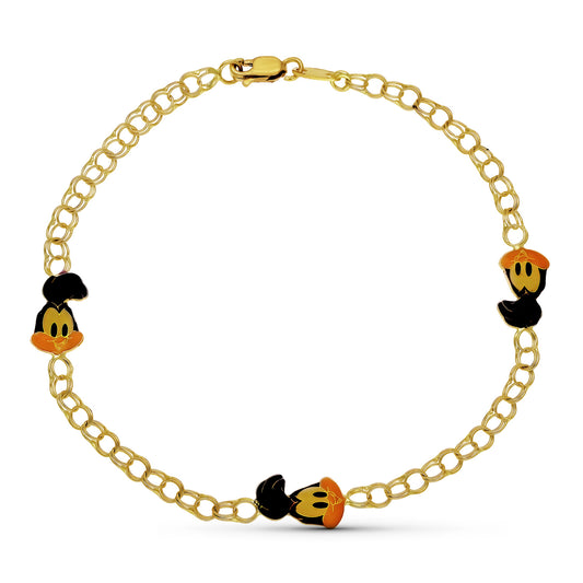 Pulsera Esmalte Corre Caminos. 18 cm de oro amarillo 18K