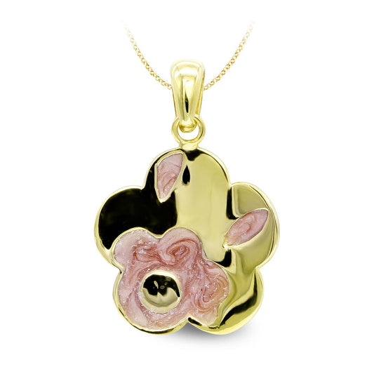 18K COLGANTE ORO AMARILLO FLOR ESMALTE