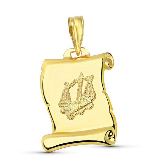 Horoscopo Libra Pergamino de oro amarillo 18K