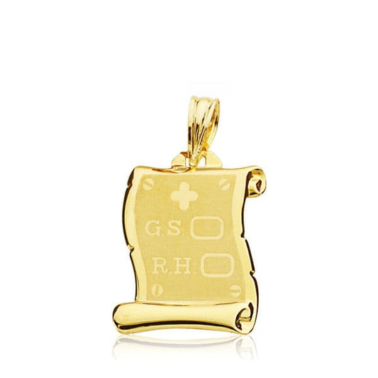 9K COLGANTE PERGAMINO ORO AMARILLO RH. 19X14 MM