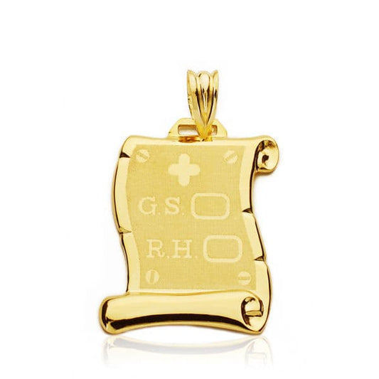 9K COLGANTE PERGAMINO ORO AMARILLO RH. 24X17 MM