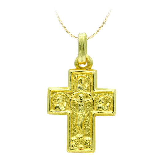 18K CRUZ ORO AMARILLO CON CRISTO 23X16 MM