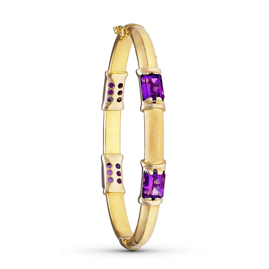 18K PULSERA ORO AMARILLO RIGIDA 4 PIEDRAS 19CM