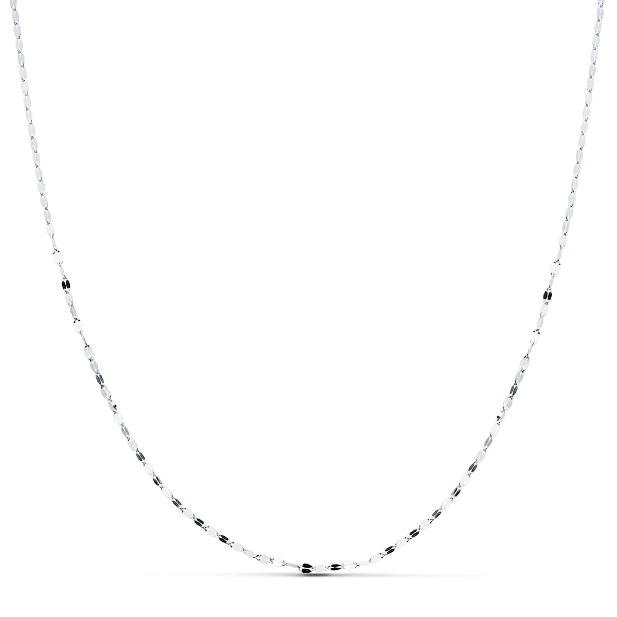 18K CADENA MACIZA ORO BLANCO DIAMANTADA 45CM 1.2 MM