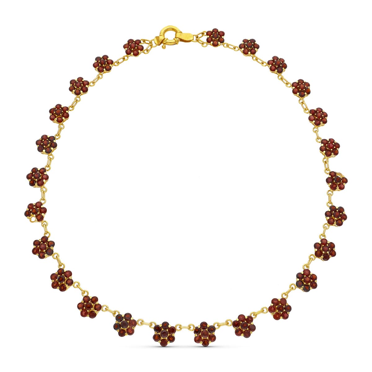 Gargantilla Cuajos de Granates 42 cm de oro amarillo 18K