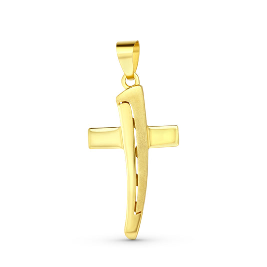 18K CRUZ MATE Y BRILLO 40X22 MM