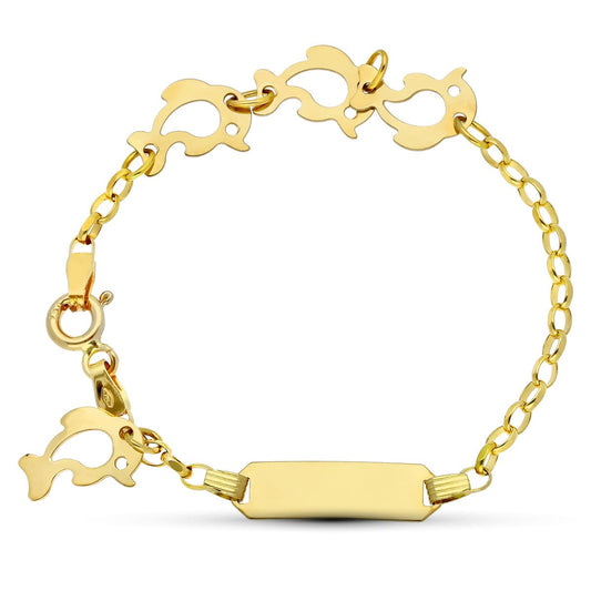 Esclava Delfines 13 cm 2 mm de oro amarillo 18K