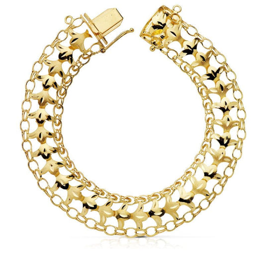Pulsera Princesa 13 mm 19 cm de oro amarillo 18K