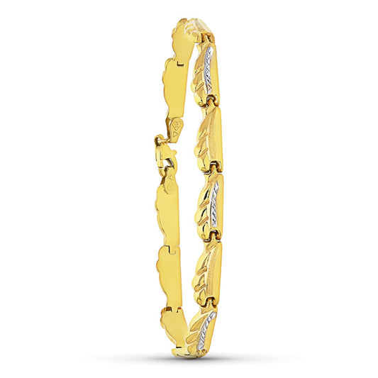 18K PULSERA ORO BICOLOR ESTAMPACION