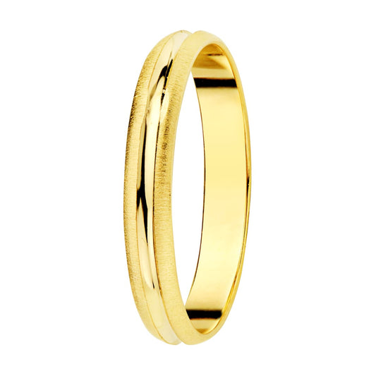 Alianza Mate y Brillo. Ancho: 3 mm de oro amarillo 18K