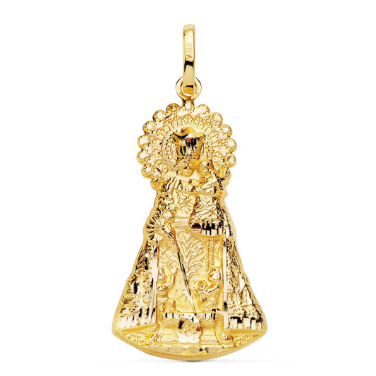 18K MEDALLA ORO AMARILLO VIRGEN DE LOS DESAMPARADOS SILUETA 33X18 MM