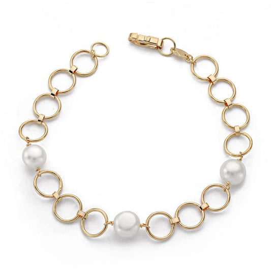 Pulsera Comunion Perla Cultivada Redonda 18 cm de oro amarillo 18K
