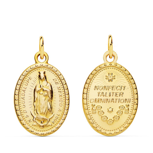 Escapulario Virgen de Guadalupe 23 x 15 mm de oro amarillo 18K