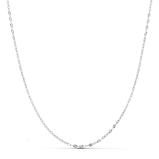 18K CADENA MACIZA ORO BLANCO ESLABONES TALLADOS 1 MM 40CM
