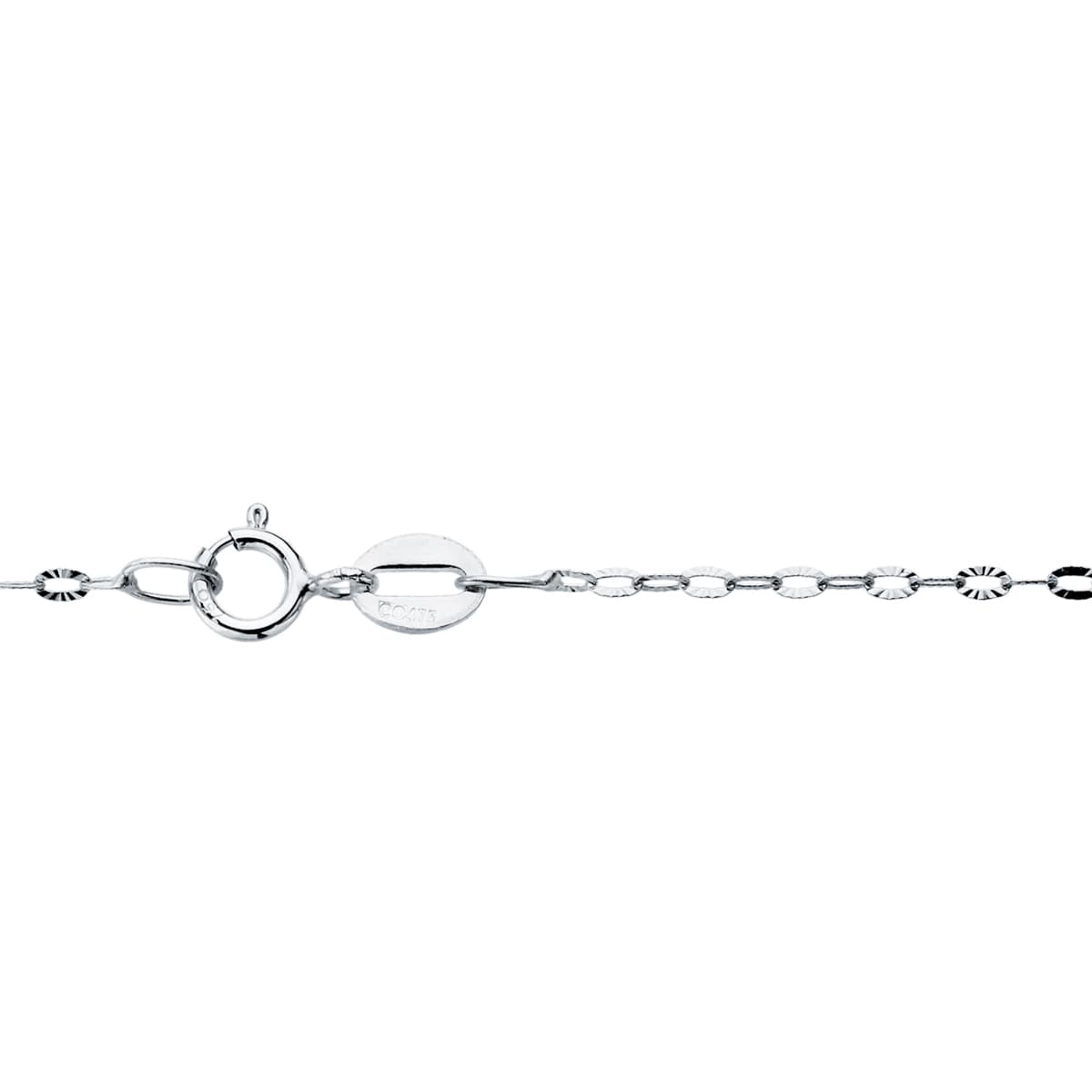 18K CADENA MACIZA ORO BLANCO ESLABONES TALLADOS 1 MM 45CM