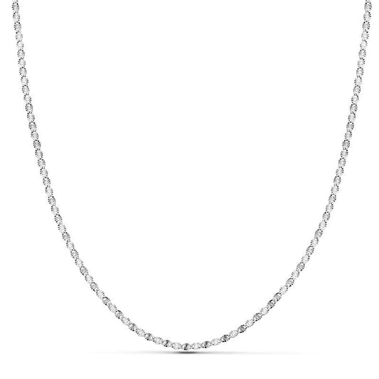 18K CADENA ORO BLANCO MACIZA DIAMANTADA 45CM 1.5 MM