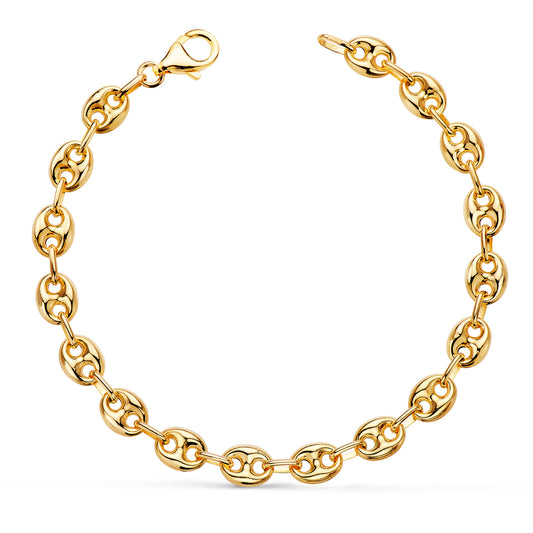 Pulsera Calabrote Hueco Ancho: 6 mm. Largo: 19 cm de oro amarillo 18K