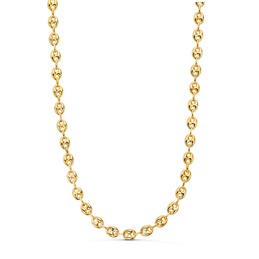 Cadena Calabrote Nudo de Barco Hueca Ancho: 6,5 x 5 mm. Largo: 60 cm de oro amarillo 18K