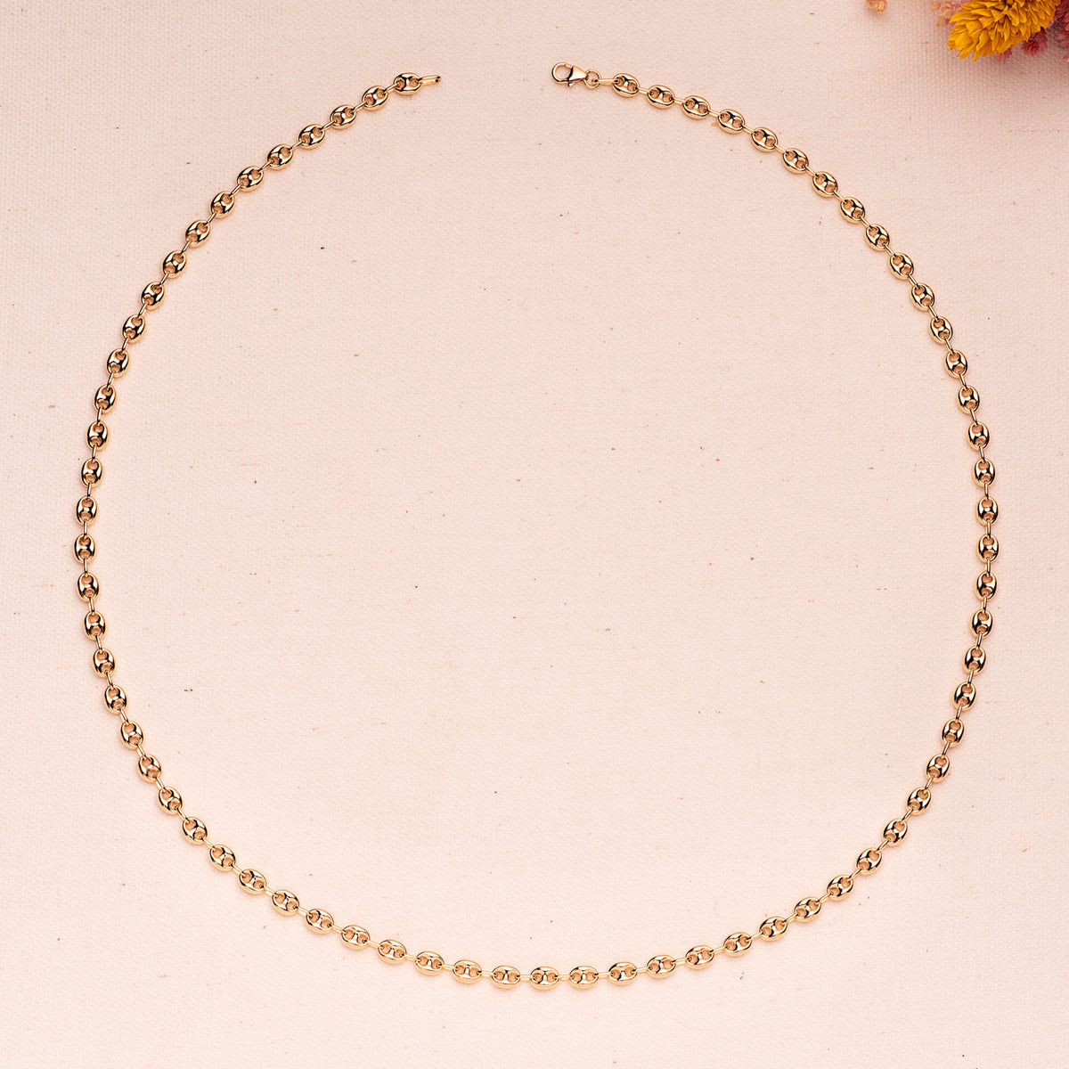 Cadena Calabrote Nudo de Barco Hueca Ancho: 6,5 x 5 mm. Largo: 60 cm de oro amarillo 18K