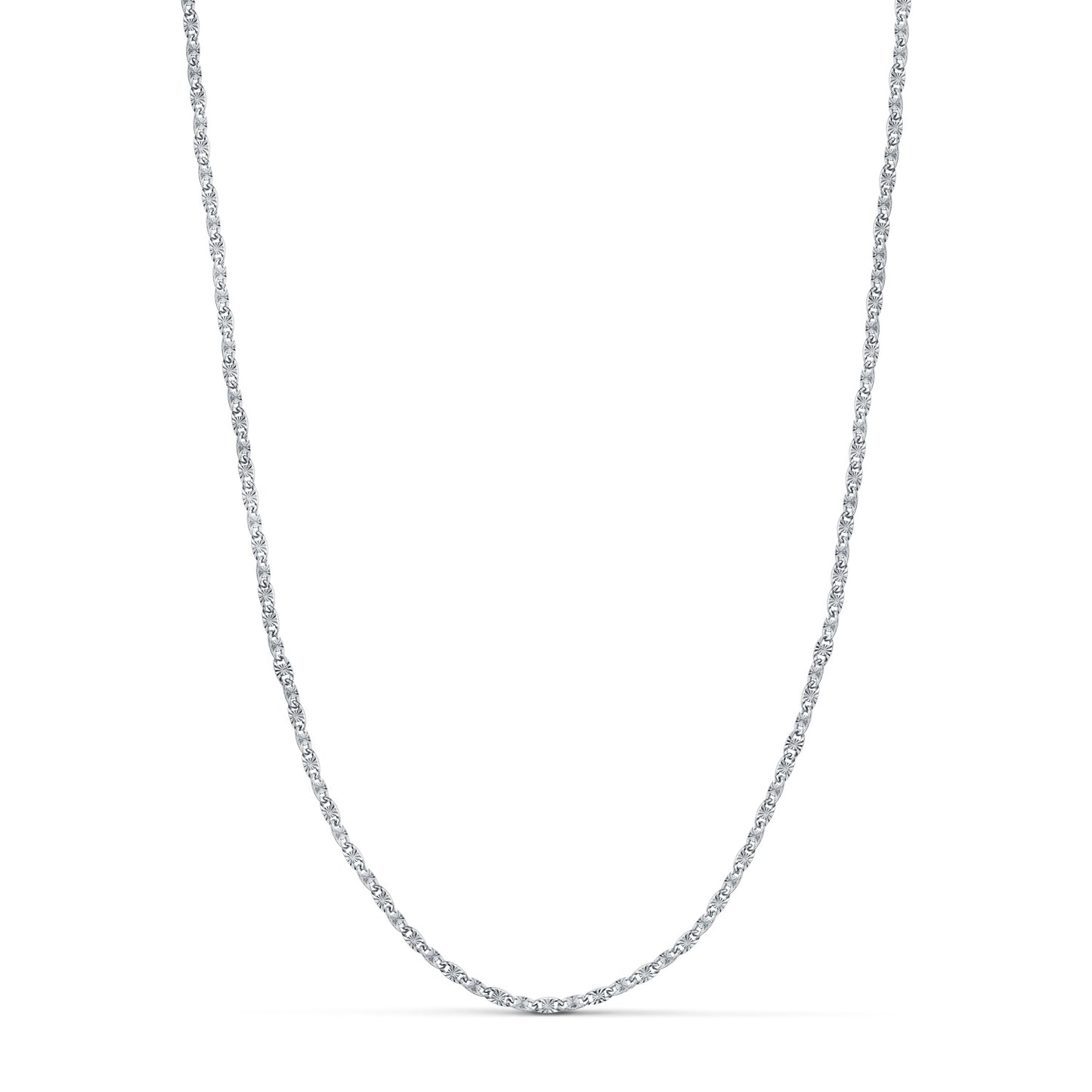 Cadena Forzada Maciza Tallada. Ancho: 1,8 mm. Largo: 45 cm de oro blanco 18K