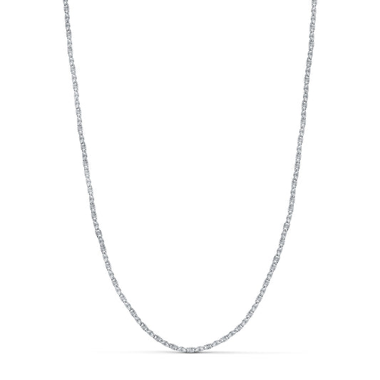 18K CADENA ORO BLANCO FORZADA MACIZA TALLADA. ANCHO: 1,8 MM. LARGO: 45 CM