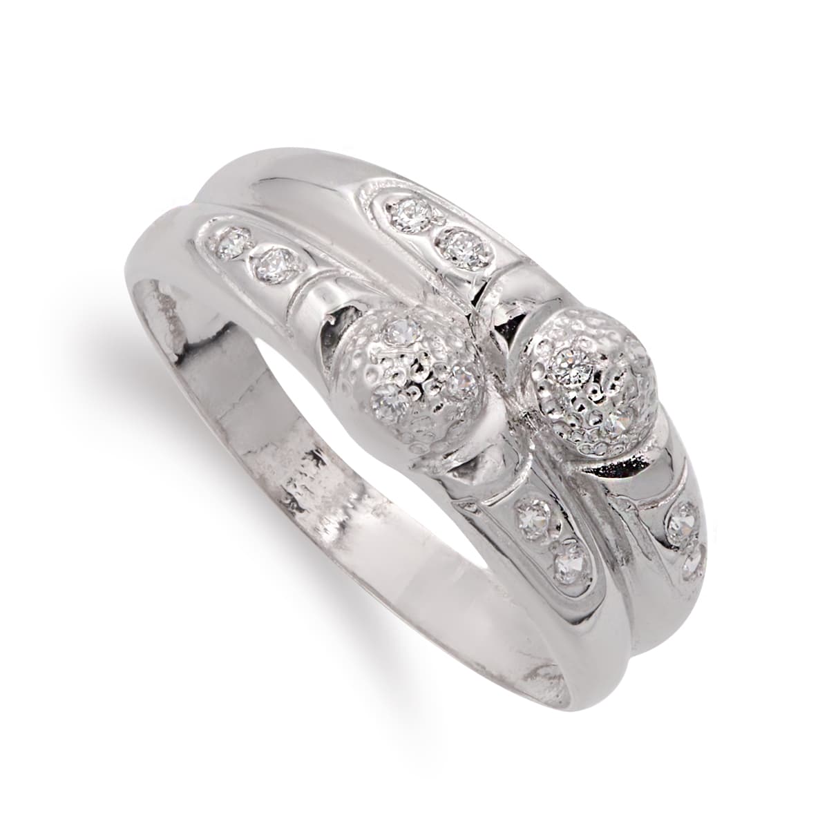 18K SORTIJA ORO BLANCO DOS CUERPOS CON CIRCONITAS. ANCHO: 8,5 MM