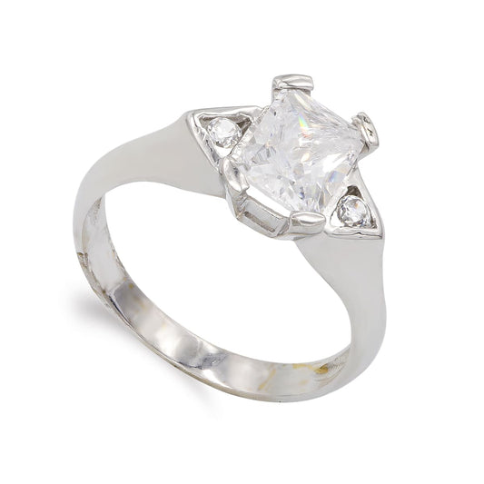 18K SORTIJA ORO BLANCO CON CIRCONITA EN GARRA. ANCHO: 8 MM