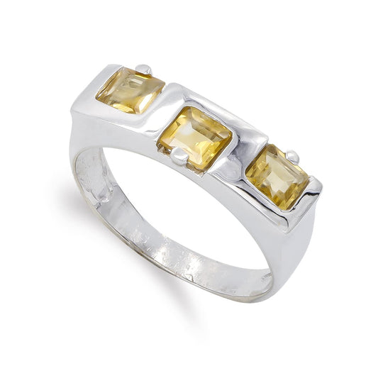 18K SORTIJA ORO BLANCO CON TOPACIOS. ANCHO: 6 MM