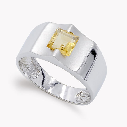 18K SORTIJA ORO BLANCO CON CIRCONITA DE COLOR. ANCHO: 9 MM