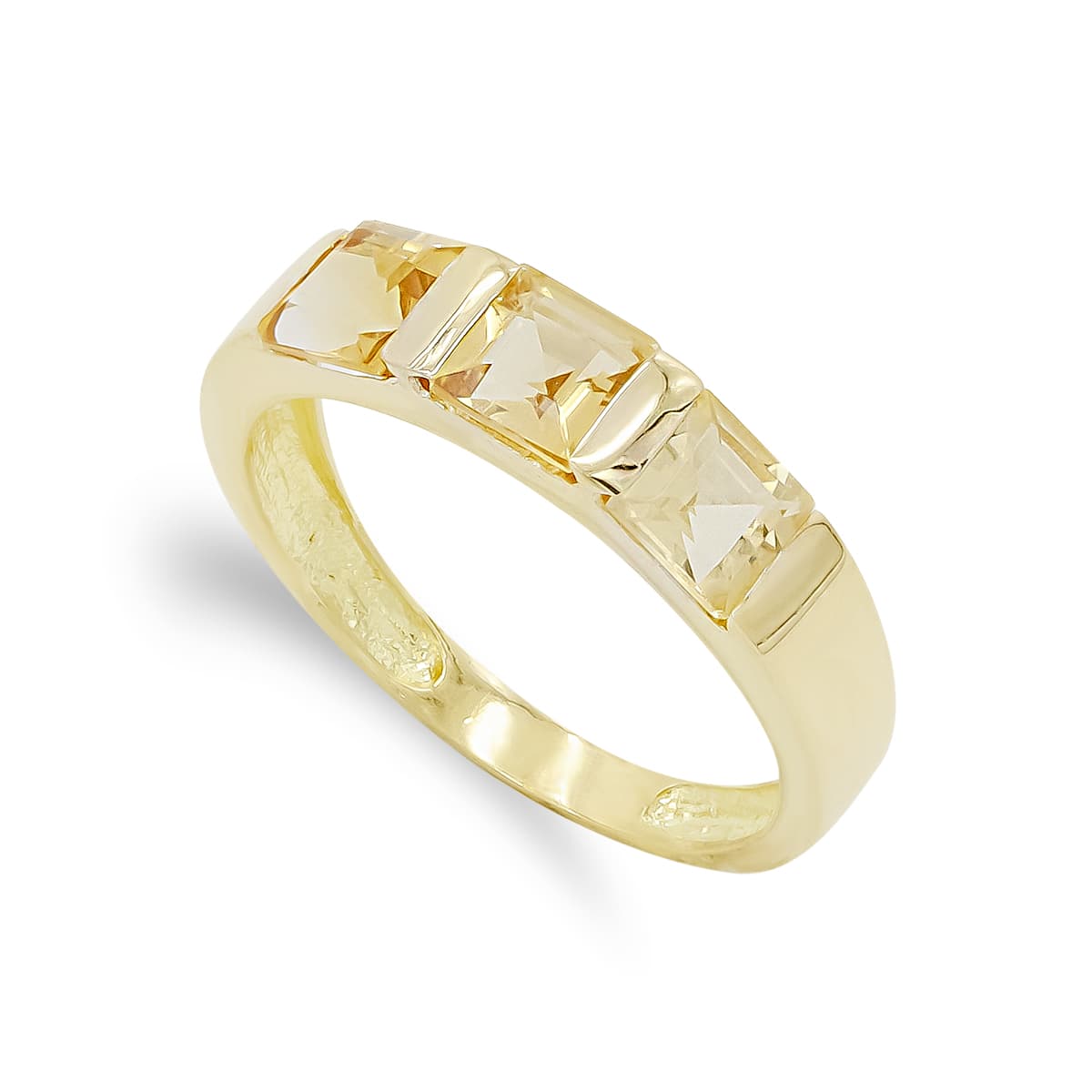 Sortija Tres Piedras Topacio. Ancho: 4,5 mm de oro amarillo 18K