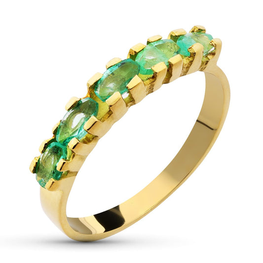18K SORTIJA ORO AMARILLO ESMERALDAS. ANCHO: 3,5 MM