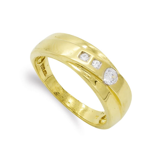 18K SORTIJA ORO AMARILLO MACIZO CON CIRCONITAS. ANCHO: 6 MM