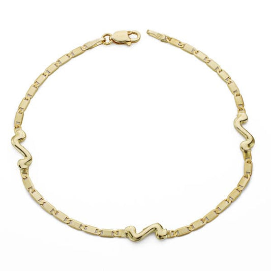 Pulsera Fina Motivo. 18 cm de oro amarillo 18K