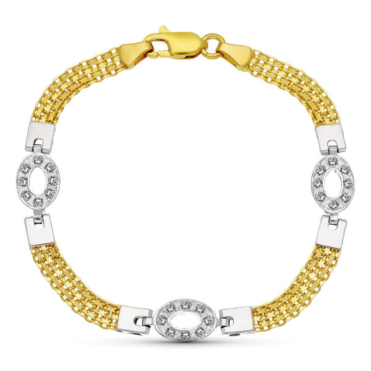 Pulsera Bicolor Maya Oval Circonitas 18K