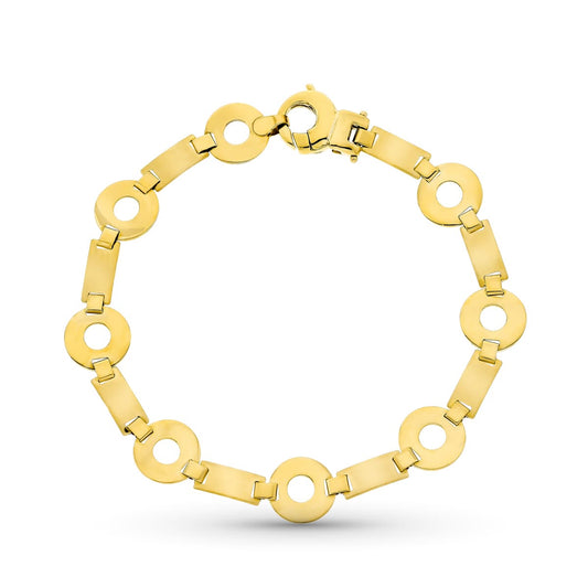 Pulsera Circulos Mate y Brillo 19 cm de oro amarillo 18K