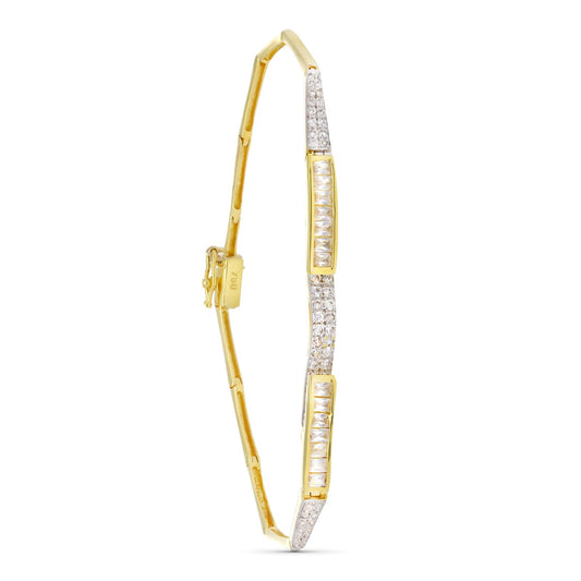 Pulsera Bicolor con Circonita 20 cm 18K