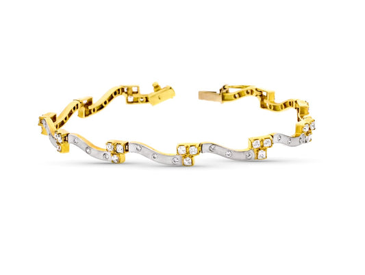 Pulsera Bicolor con Circonitas 18K