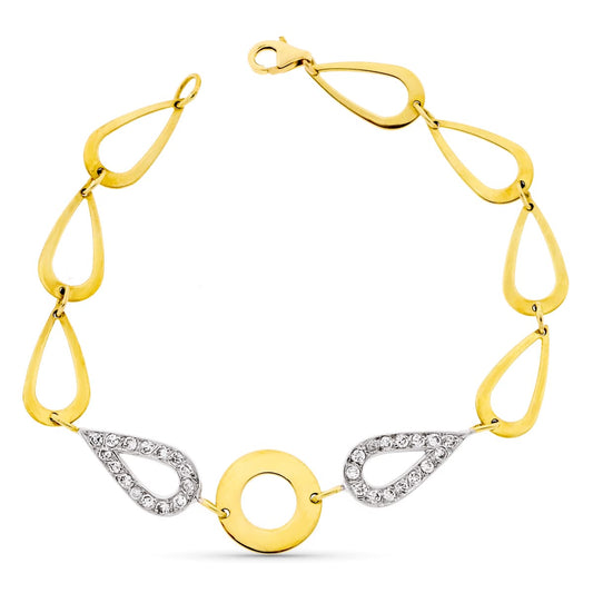 Pulsera Bicolor con Circonitas 18K