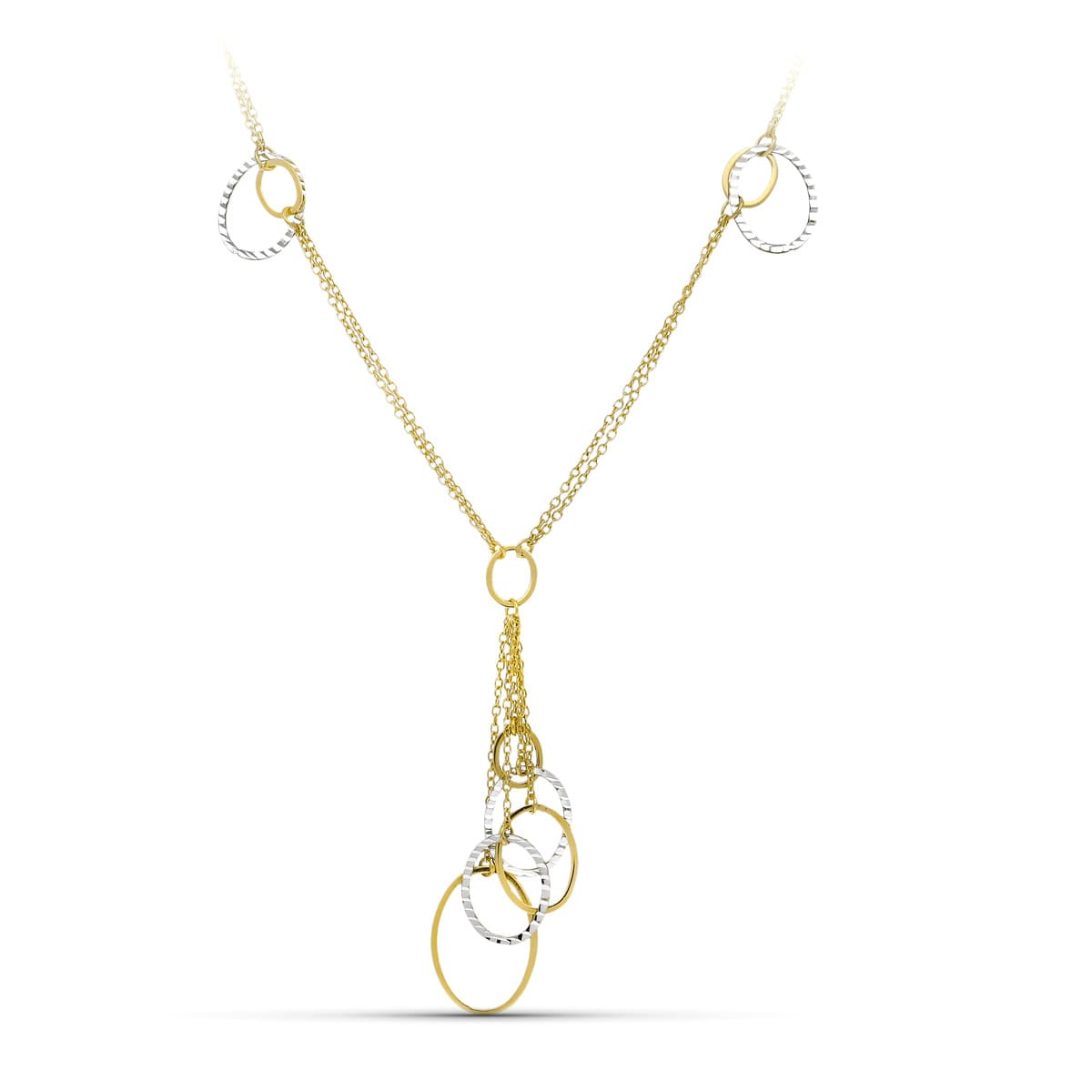 18K GARGANTILLA ORO BICOLOR DOBLE CADENA Y MOTIVOS