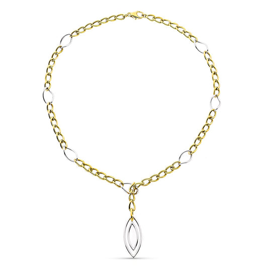 18K GARGANTILLA BICOLOR ESLABONES ANCHO 9 MM LARGO 27.50CM