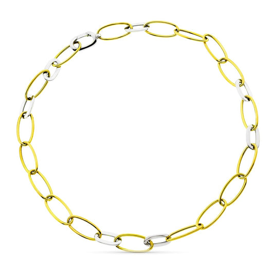18K GARGANTILLA BICOLOR ESLABONES OVALES. ANCHO 10 MM LARGO 43CM