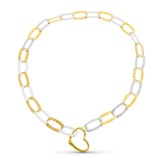 18K GARGANTILLA ORO BICOLOR ESLABONES OVALES