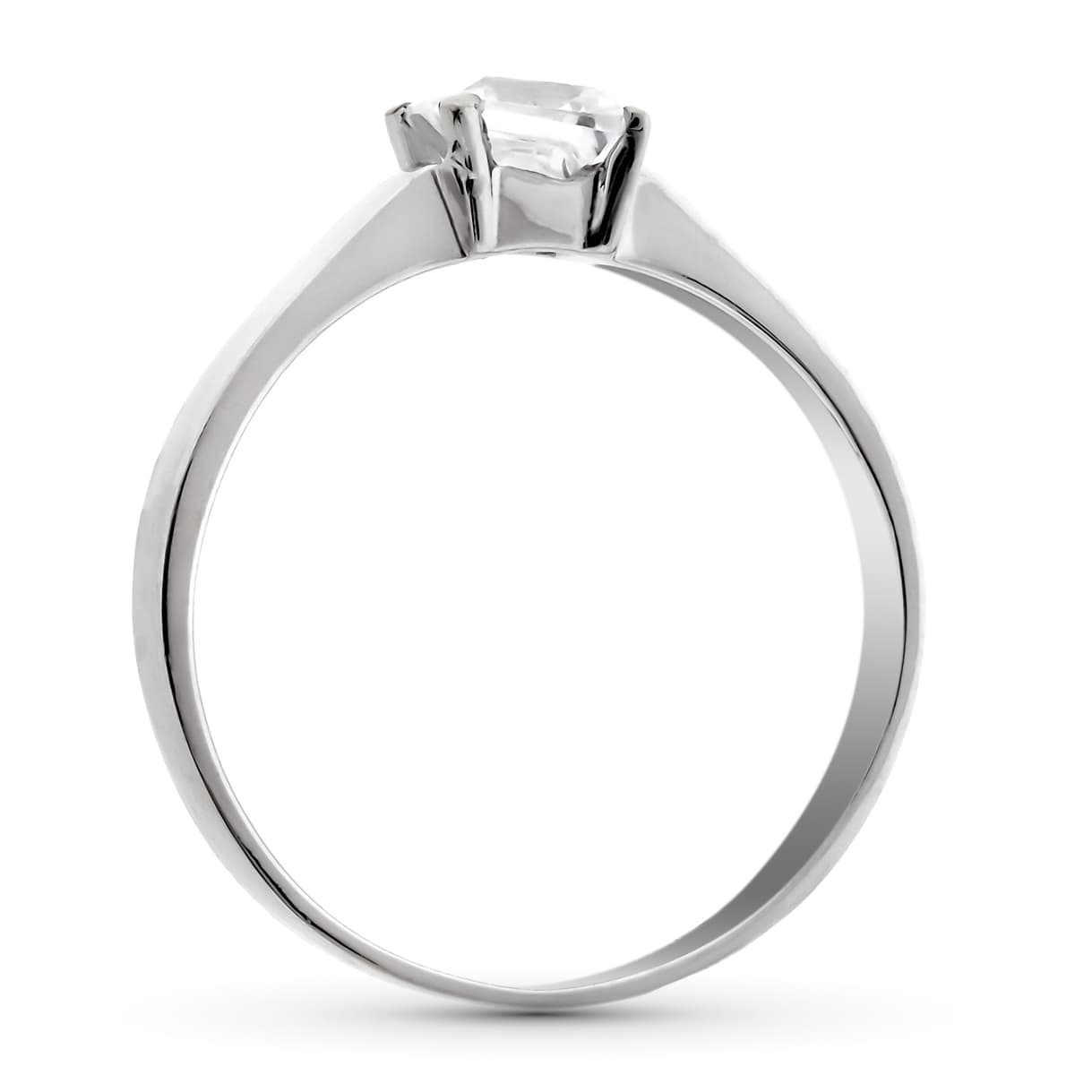 Solitario con Circonita Cuadrada en Garras. Medida: 5 x 5 mm de oro blanco 18K