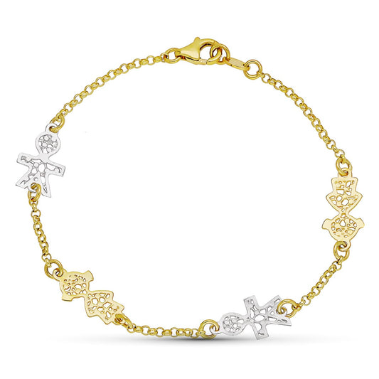 Pulsera Bicolor 18 cm 18K